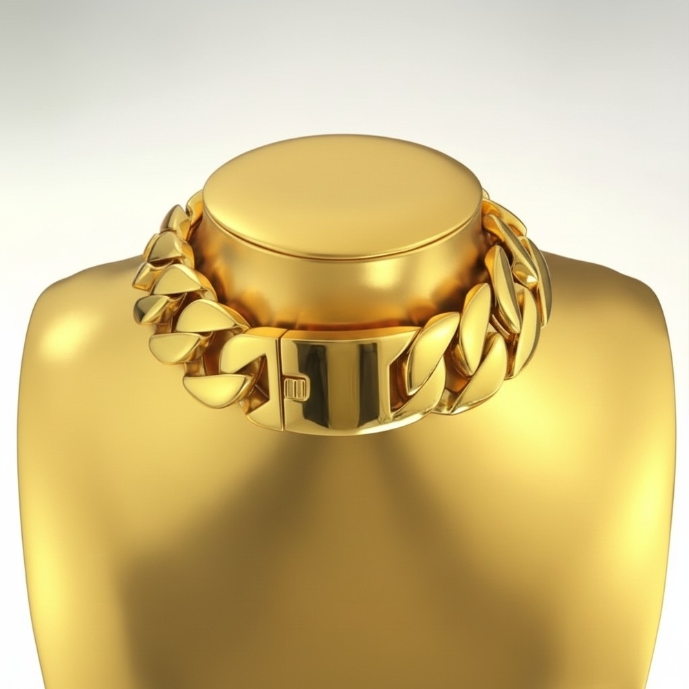 Gold Polished Stainless Steel Chunky Chainlink Necklace ▪︎ (316L) - Picture 9 of 12